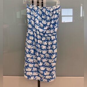 Lilly Pulitzer Blue/White Tusk in the Sun Strapless Dress Size Medium